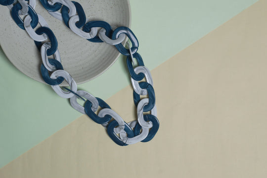 Acrylic Chains | 1mtr | Ac30 - Acrylic Material, 1 Meter Length, Cream, Blue, Grey, Sea Green, Unique Color Combinations, Versatile Design