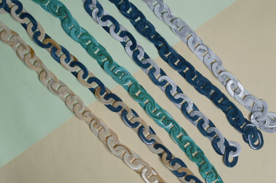 Acrylic Chains | 1mtr | Ac30 - Acrylic Material, 1 Meter Length, Cream, Blue, Grey, Sea Green, Unique Color Combinations, Versatile Design