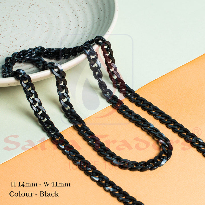 Acrylic Link Chains H-14mm-w-11mm | 1mtr | Ac33 - Durable Acrylic Material, Available In Multiple Colors Including Peach, Green, Purple, And More