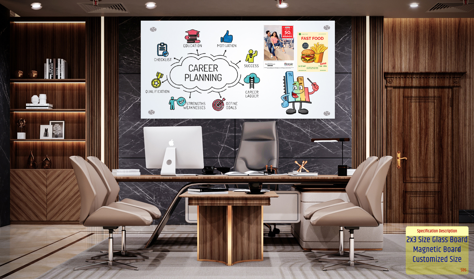 96x48 Office Inch Frameless Glass Writing Magnetic Board