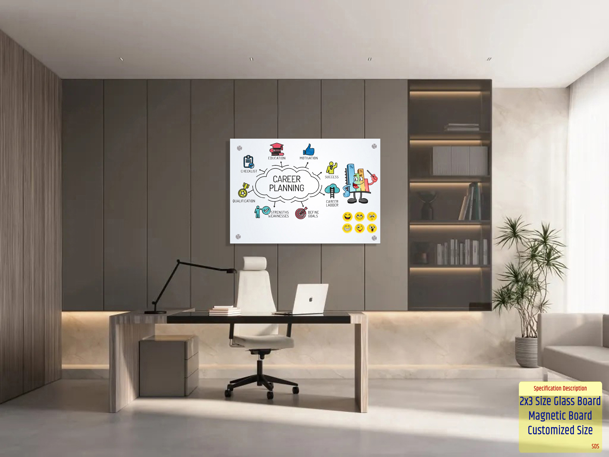 96x48 Office Inch Frameless Glass Writing Magnetic Board