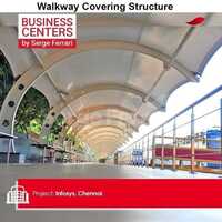 Walkway Covering Structure - Metal Sheet, Gi Roof, White | Durable, Stylish Canopy For Pedestrian Pathways