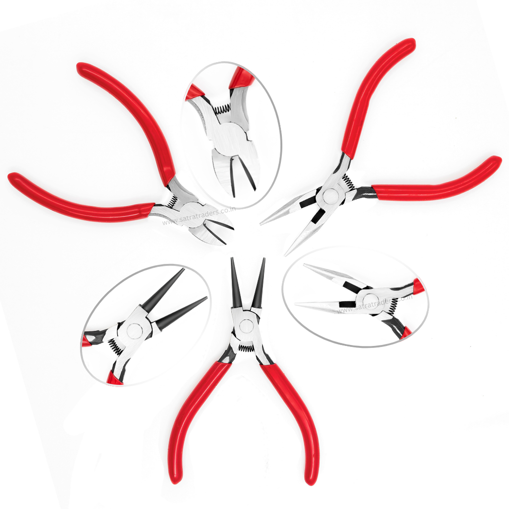 Red/silver 5 Inch Jewellery Pliers Set