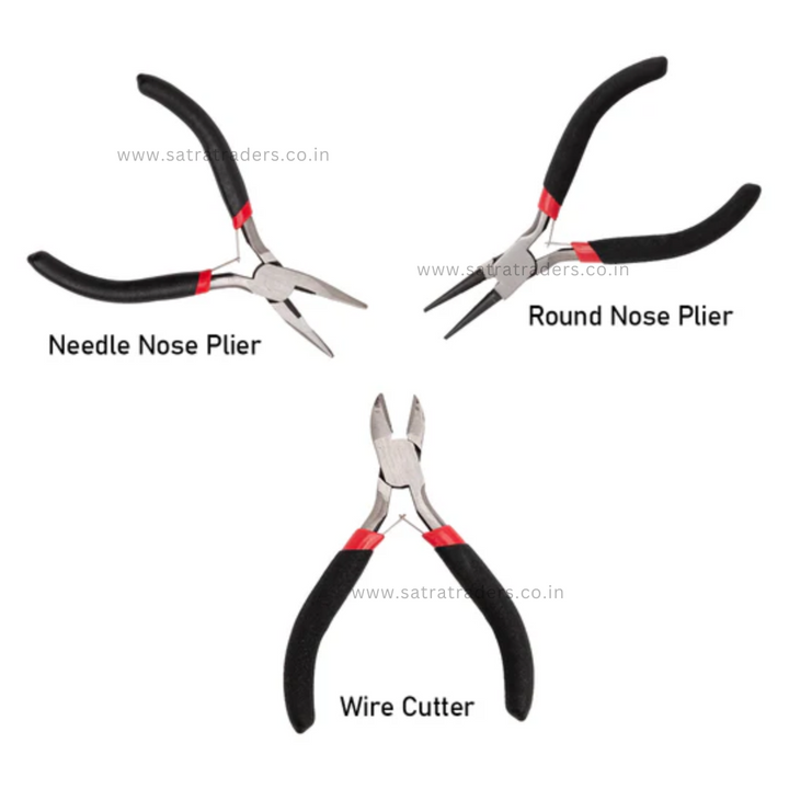 Jewelry Pliers Set - Stainless Steel | Needle Nose, Wire Cutter, Round Nose - Versatile Tools For Jewelry Making And Repair, Qty: 3
