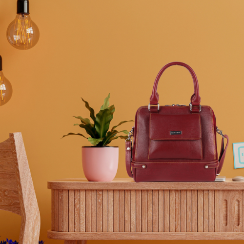 Ladies Maroon Hand Bag