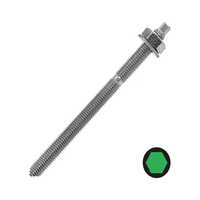 Chemical Anchor Fasteners - Galvanized Steel, 10mm Diameter X 8 Inches Length , Silver Color, Rust-proof, Polished Finish, Round Shape