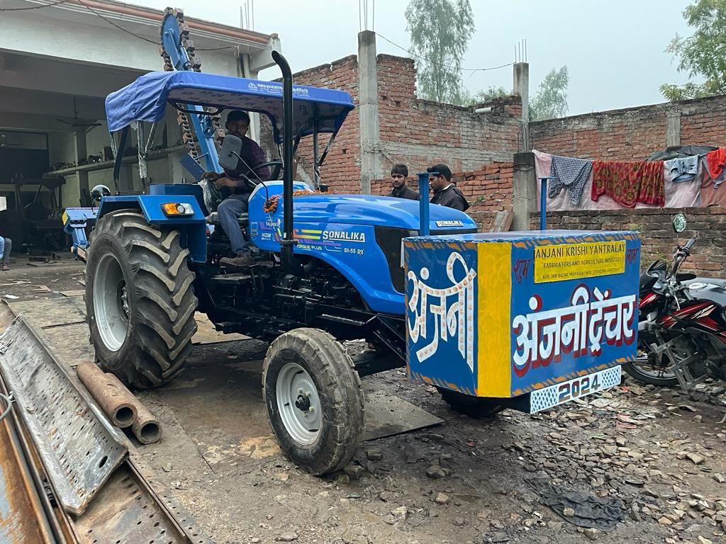 Tractor trencher machine