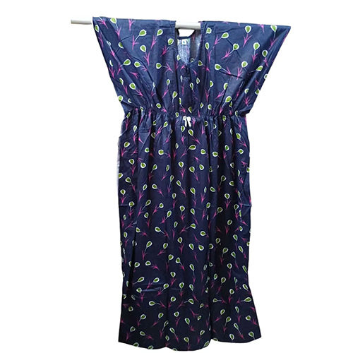 Navy Blue Cotton Kaftan Nighty