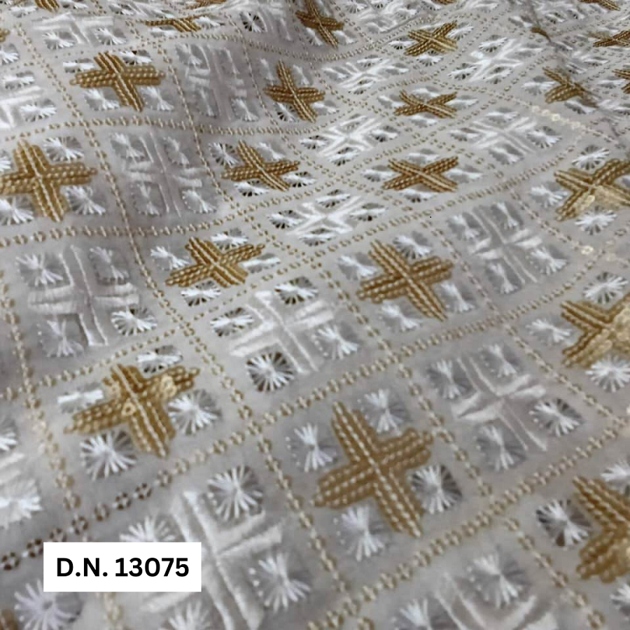 Premium Silver Square Sequin Georgette