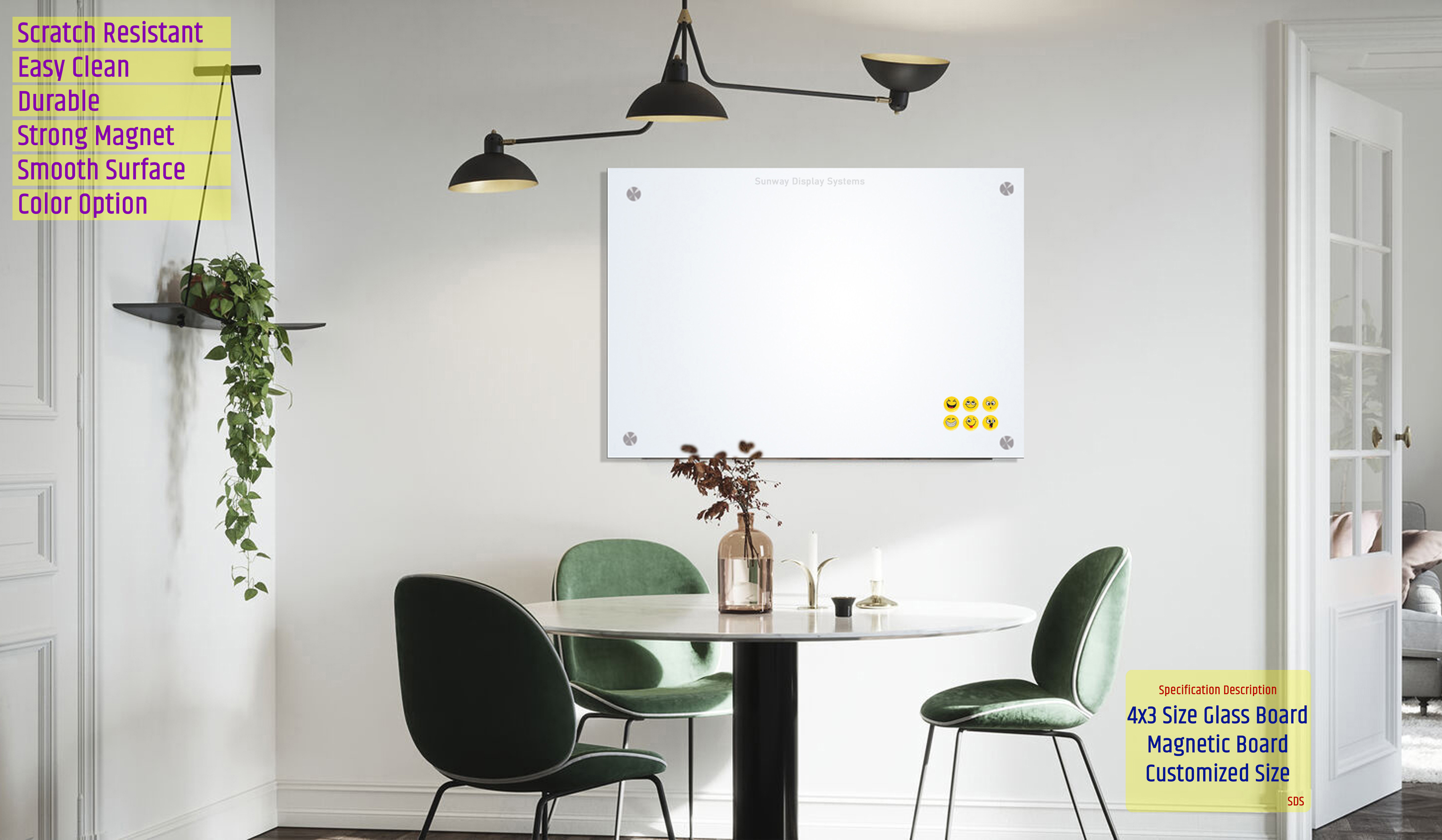 Office Glass White Notice Board