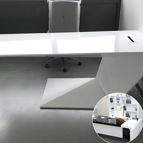 Corian Office Table - High-quality Wood, Polished Finish, Ivory White | Modern Design, Easy To Clean, Ideal For Workstation Or Conference Room