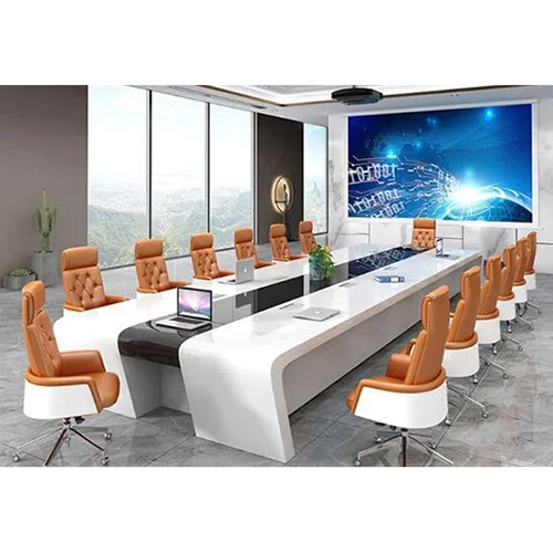 Acrylic Solid Surface Office Table - Color: White