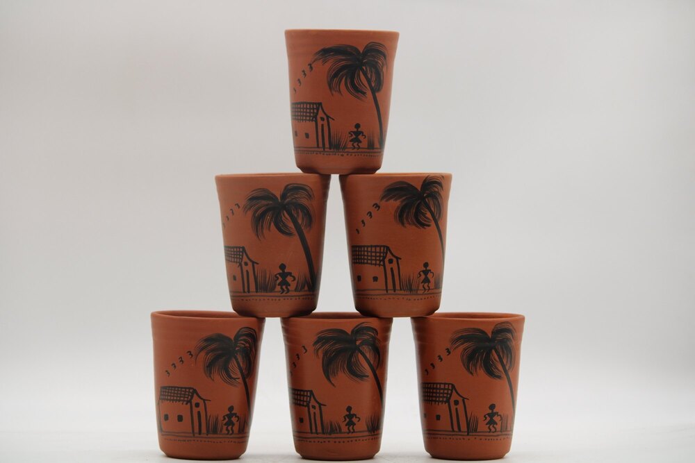 Dinner glass set 200 ml Warli Coconut Design