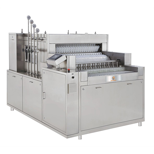 Dry Powder Tunnel Type Automatic Linear Vial Washing Machine - Color: Silver