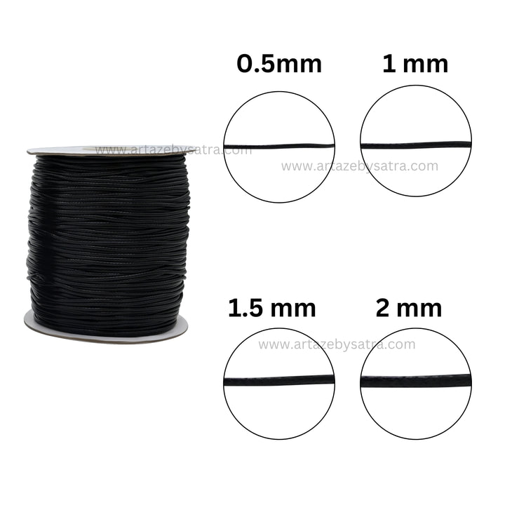 Black Cord | 50-60mtr Roll - Durable Polyester Material | Versatile For Crafts, Diy Projects, And Home Decoration