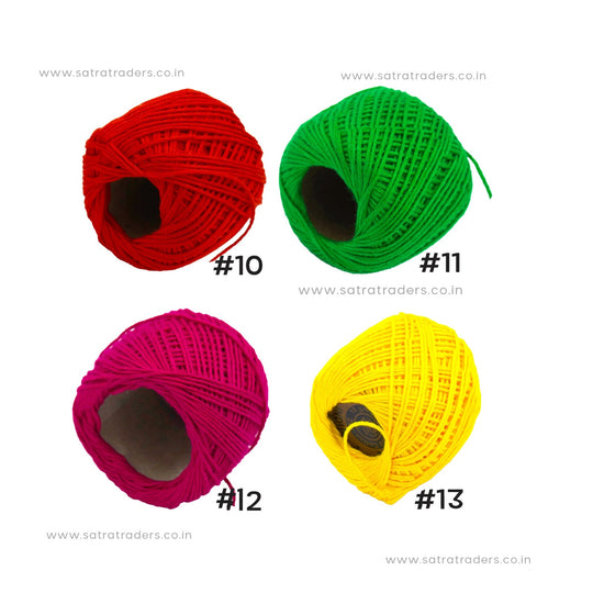 Rakhi Thread - Cotton Blend, 25mtr Roll | Off White, Mint Green, Sky Blue, Dark Blue, Light Pink, Maroon, Red, Orange, Green, Hot Pink, Yellow