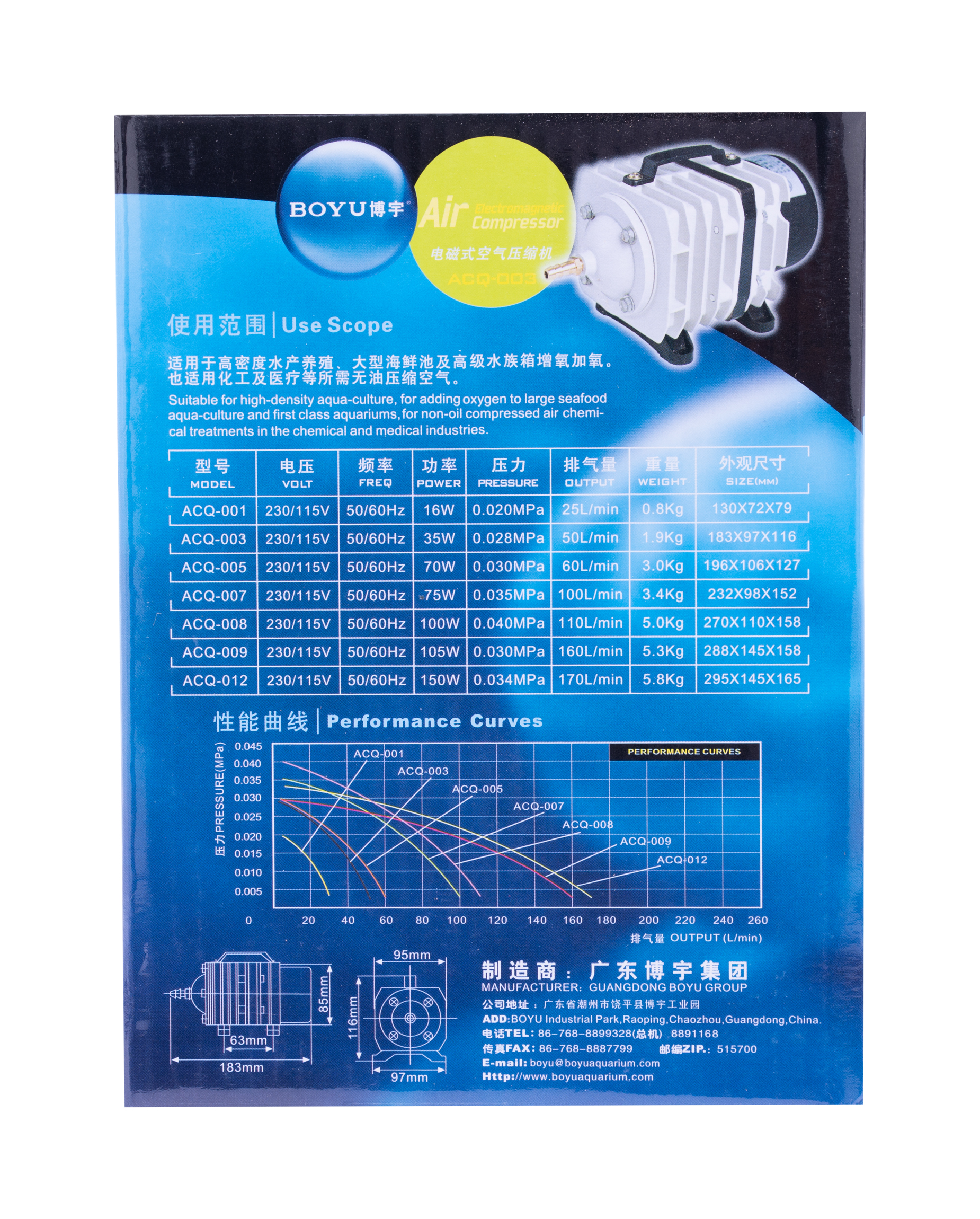 Acq 003 35w 50l/m Compressor Air Pump Boyu - Color: Grey And White