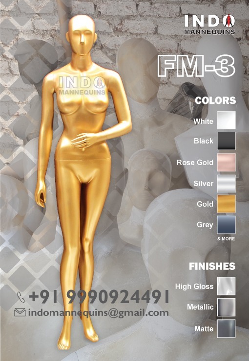 FM-3 Ladies Mannequins - High-Quality Fiberglass, Full-Body Design , Modern Fixed Pose with Metal Base