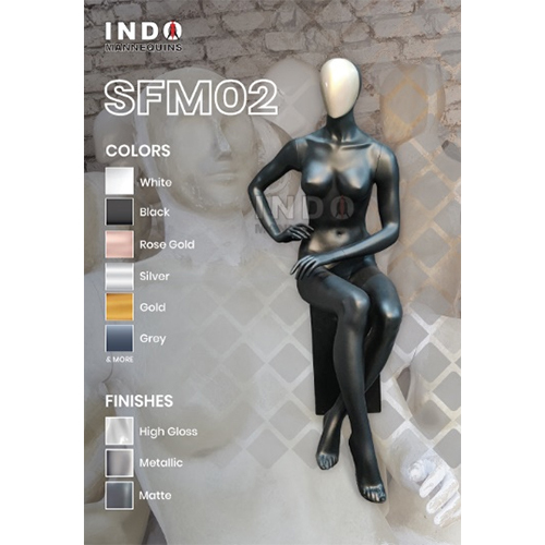 Sitting Mannequin for Window Display - Fiberglass Material, Full-Body Design, Various Colors, Standing Posture, Fixed Pose, Metal Base Stability