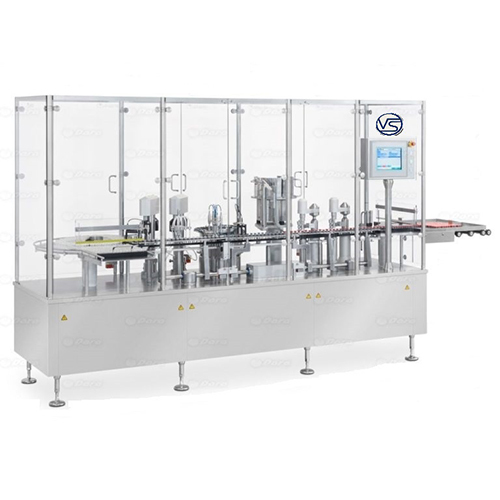 Automatic high speed servo driven liner vial filling & Pick and place rubber stoppering  machine.