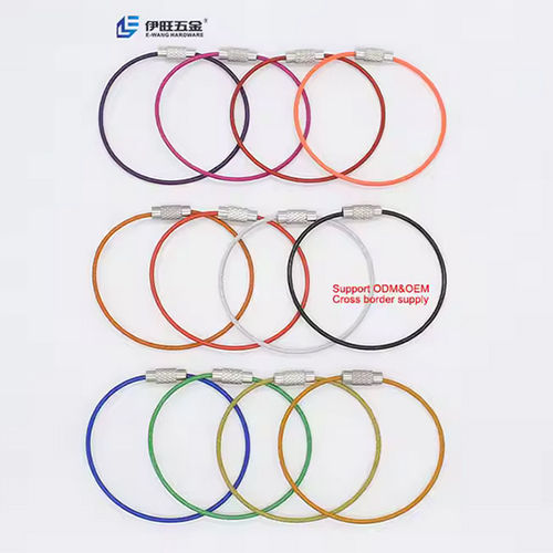 Yiwang Stainless Steel Wire Rope Cable Keychain Ring Luggage Tag - Color: Multicolor