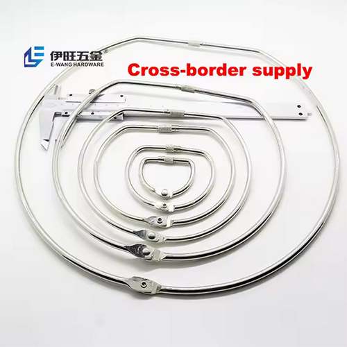 Yiwang कस्टमाइज़्ड ड्यूरेबल मेटल सिल्वर स्क्रू लॉक D रिंग्स बकल बाइंडिंग रिंग्स बैग के लिए