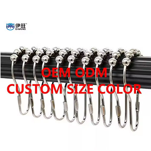 12 Pcs Wholesale Resistant Decor Glide Rod Ring Hangers Clip Rust Proof Metal Decorative Bathroom Shower Curtain Hook - Color: Silver