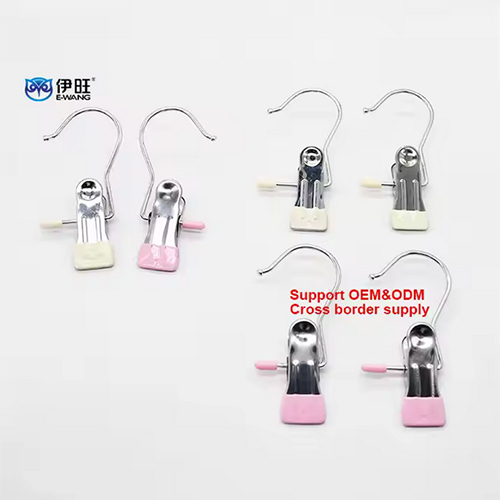 PVC Coated Anti Slip Laundry Hooks Socks Metal Clips Touser Hanger