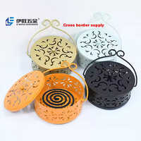 YIWANG Iron Fireproof Mosquito Coil Tray Incense Mosquito Coil Box with Handle