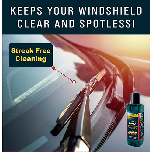 Max Windshield Washer Fluid Concentrate - 200ml Pack Size | Effective Cleaning Solution For Crystal Clear Windshields, Safe For Tinted Windows, Compatible With Various Car Polishers, 24-month Expiration