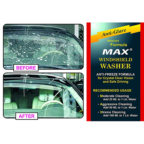 Max Windshield Washer Fluid Concentrate - 200ml Pack Size | Effective Cleaning Solution For Crystal Clear Windshields, Safe For Tinted Windows, Compatible With Various Car Polishers, 24-month Expiration