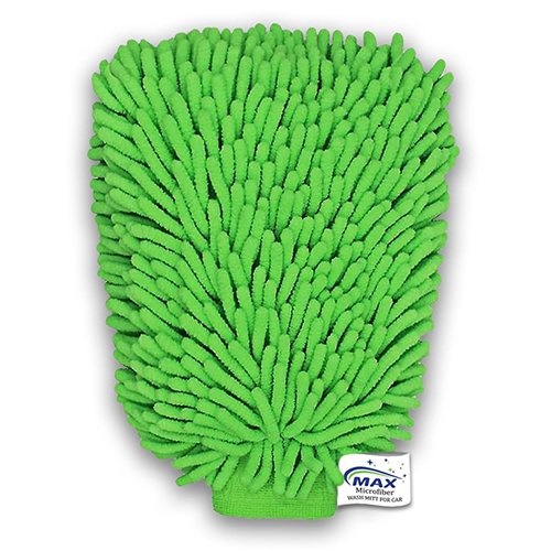 Green Microfibre Wash Mitt Cleaning Gloves