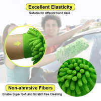 Green Microfibre Wash Mitt Cleaning Gloves