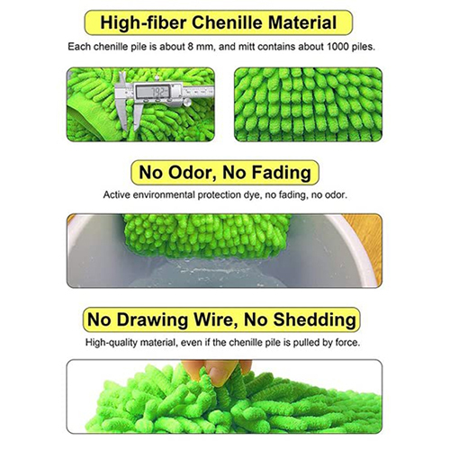 Green Microfibre Wash Mitt Cleaning Gloves