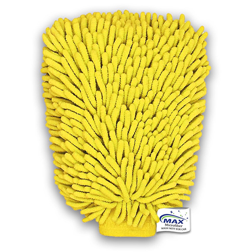 Yellow 1G Max Double Sided Microfibre Wash Mitt Cleaning Gloves - Material: Microfiber