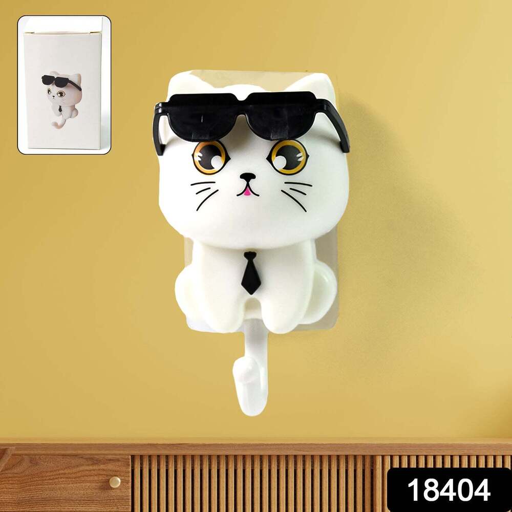 Cat Hook for Wall, Cute Cat Key Hook with Sunglassess