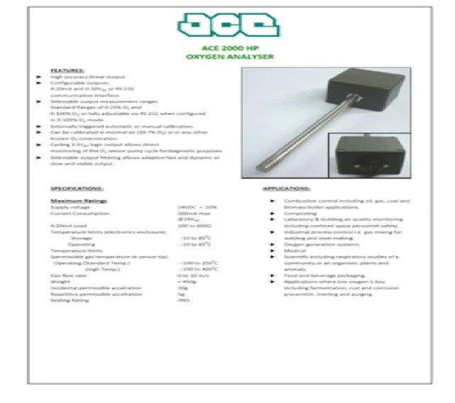 Oxygen Gas Analyzer - Material: Stainless Steel