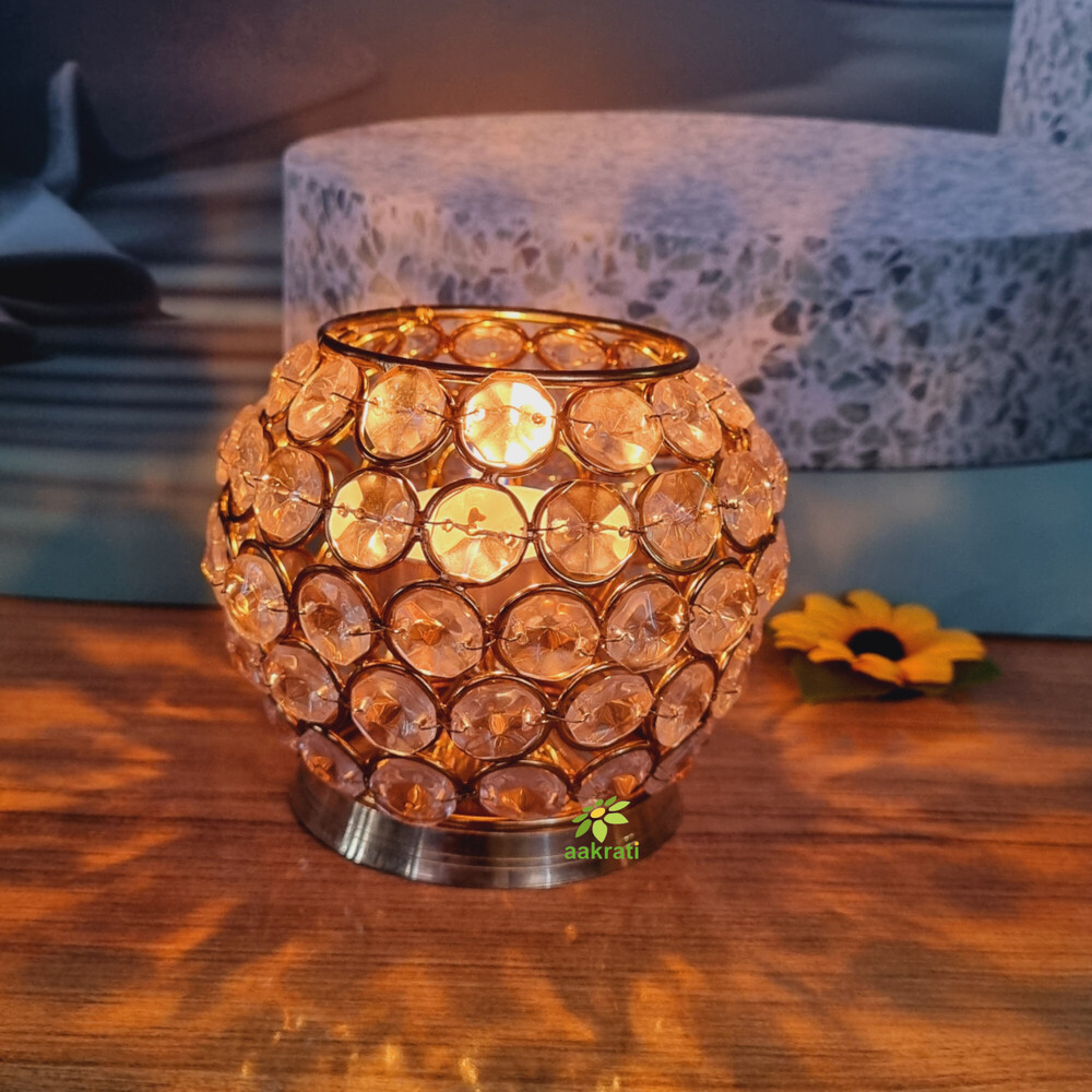 Matki Stand Decorative Small Matki Shape Crystal Look Brass Made Akhand Oil Lamp ...