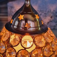 Decorative Small matki shape crystal look Brass Made akhand Oil lamp stand/diya stand/deepak