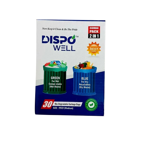 Dispowell 2 In1 Compostable Garbage Bag - Color: Green