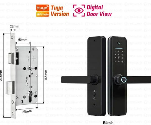 Fingerprint Door Lock - Smart Access with WIFI App Unlock | Secure Password, RFID Card Entry & Extra Inside Lock