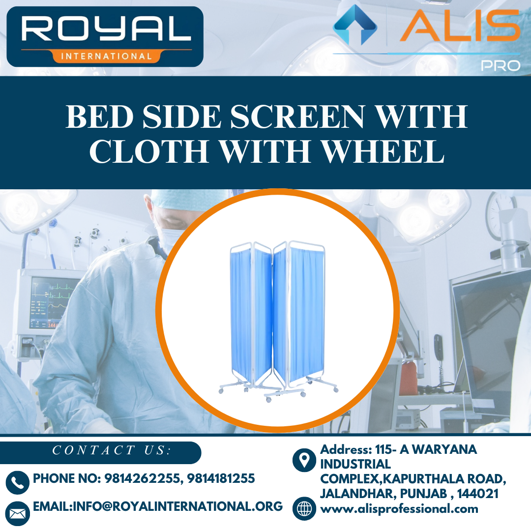 Bed Side Screen With Cloth With Wheel