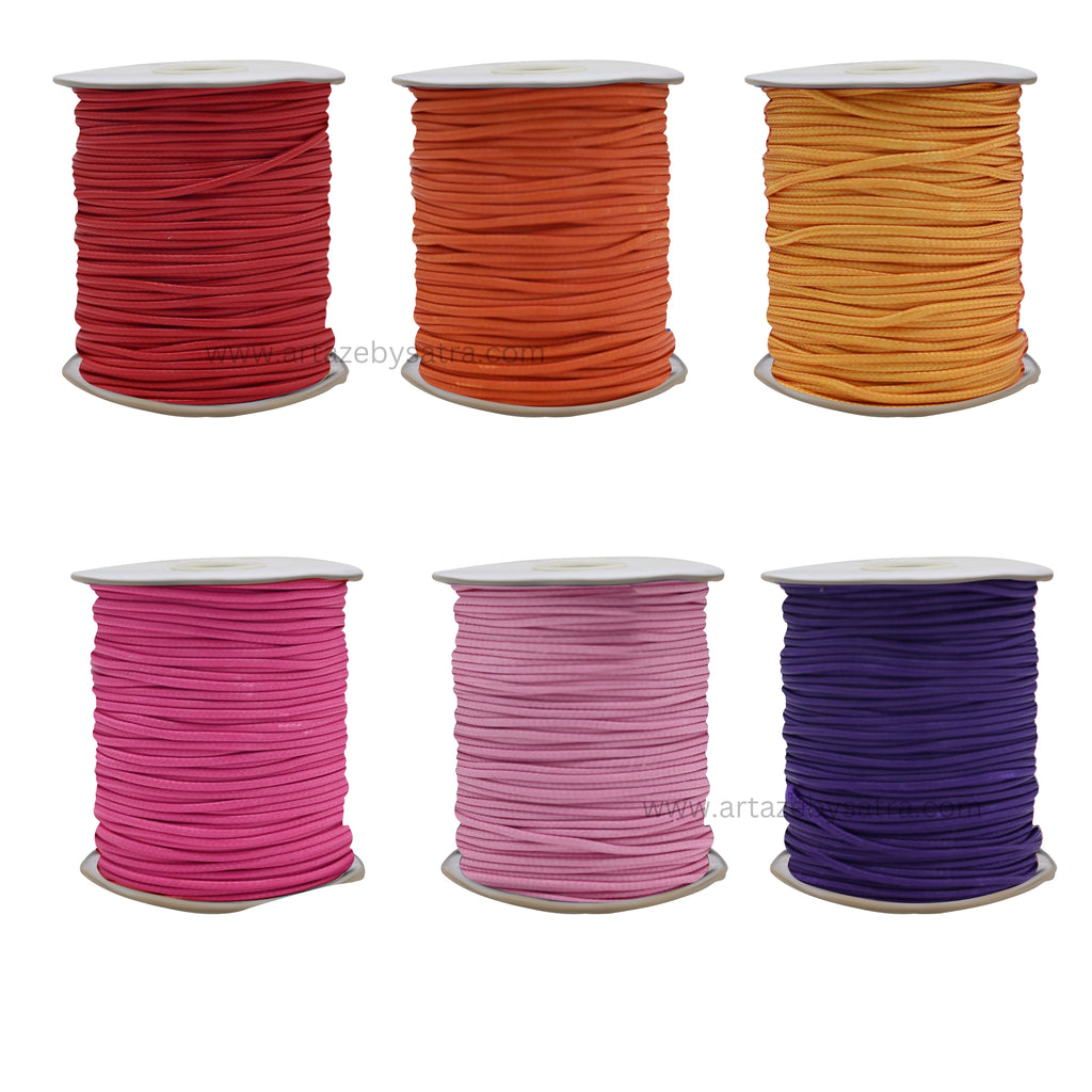 Crafts Nylon Threads - Material: Nylon, Size: 2mm, Length: 50-60m Roll | Available In Red, Orange, Mustard, Pink, Light Pink, Blue, Light Blue, White, Black, Green, Yellow