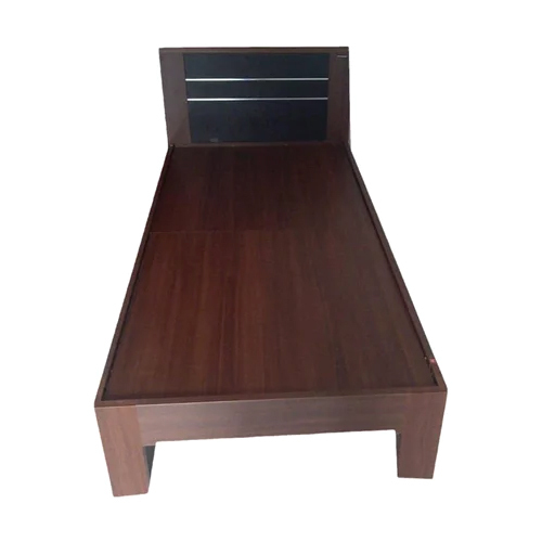 Brown Teak Wood Single Bed - Finish: Polished