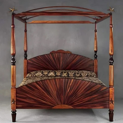 Wooden Double Bed - Color: Brown