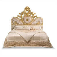 Antique Wooden Double Bed - Teak Wood, Full Size, Golden Color Coated Finish | Intricate Carvings, Luxurious Design For Elegant Bedrooms
