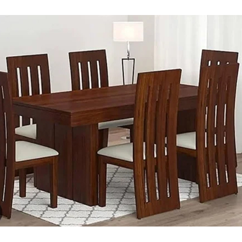 6 Seater Wooden Dining Table Set - Color: Brown