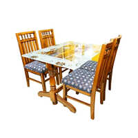 4 Seater Wooden Dining Table Set - Color: Natural