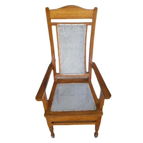 Wooden Cane Chair - Color: Brown And White