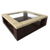 Glass Top Wooden Center Table - Color: Brown